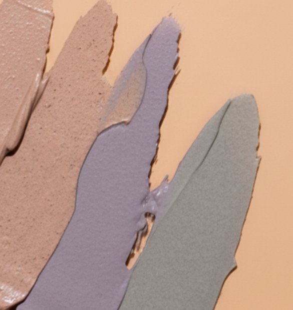3 textures de masque à l'argile : rose, violette et verte